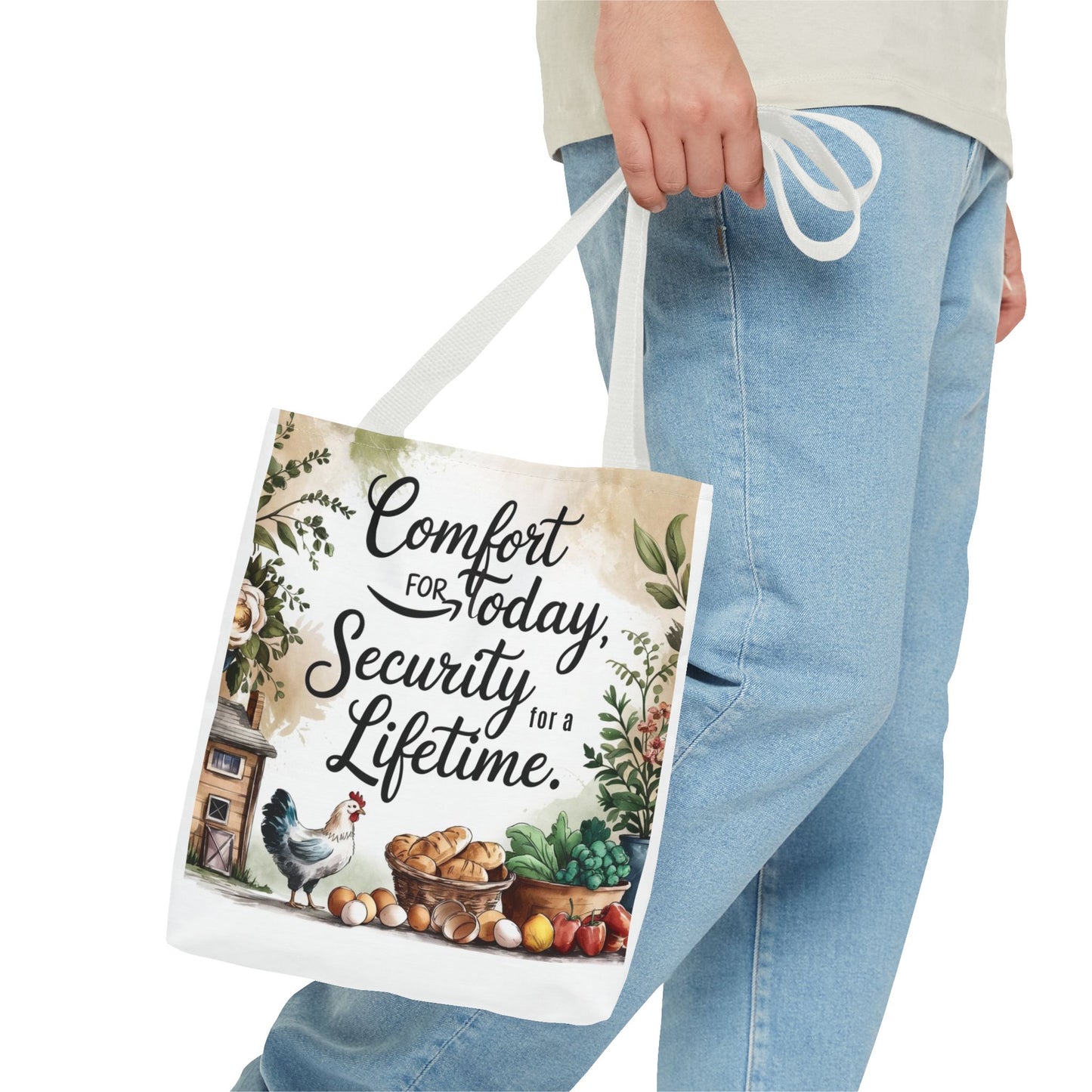 Comfort for Today Tote Bag - Security for a Lifetime - Farmhouse Style