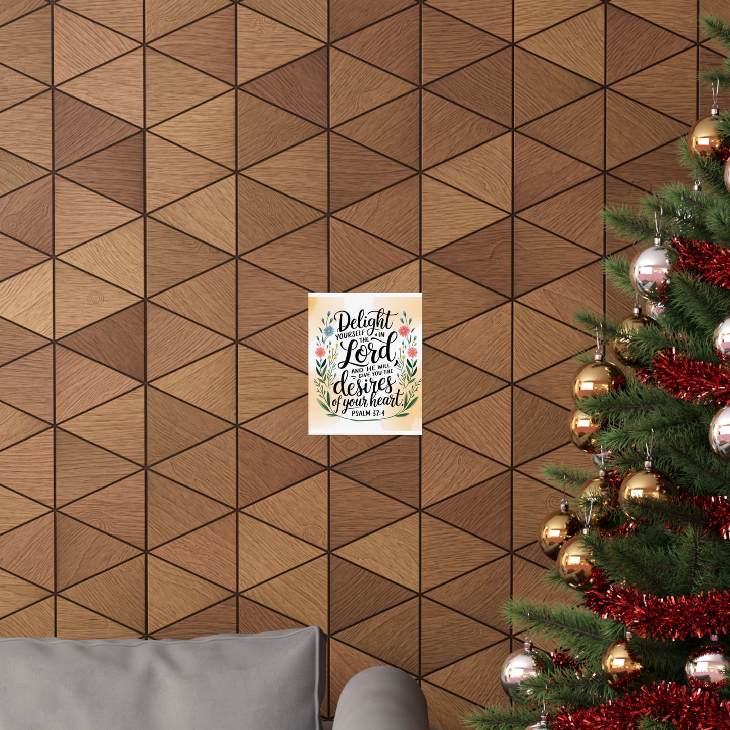 Inspiring Matte Vertical Poster - "Delight Yourself in the Lord" - Floral Design