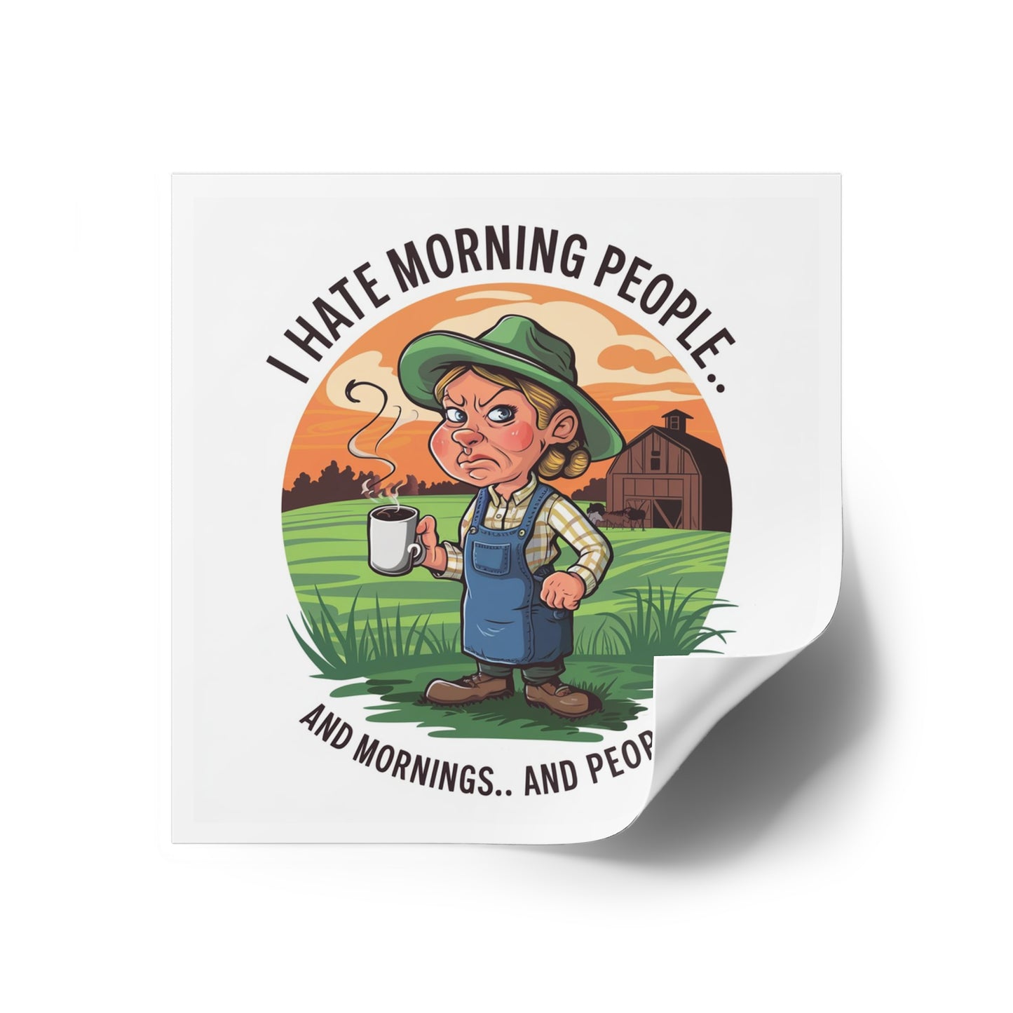 I Hate Mornings Square Stickers, Indoor\Outdoor