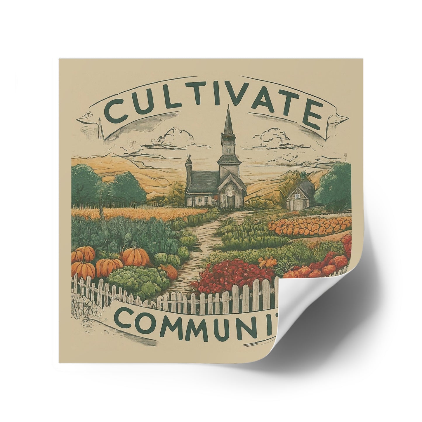 Cultivate Community Square Stickers, Indoor\Outdoor
