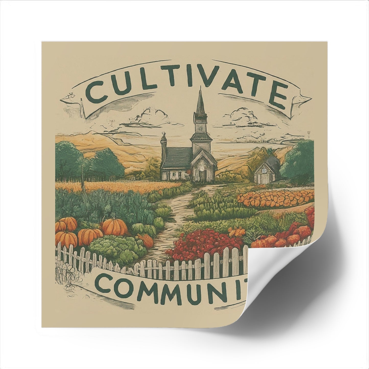 Cultivate Community Square Stickers, Indoor\Outdoor