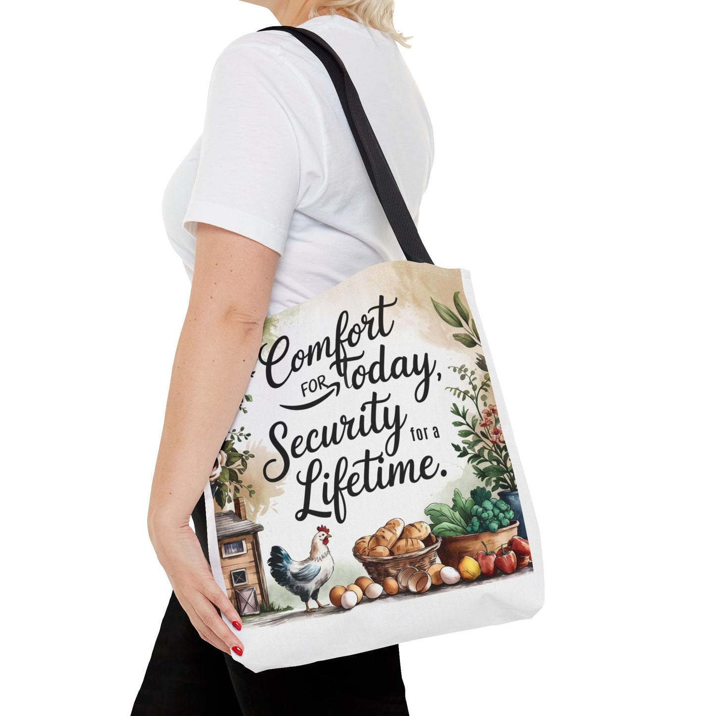 Comfort for Today Tote Bag - Security for a Lifetime - Farmhouse Style