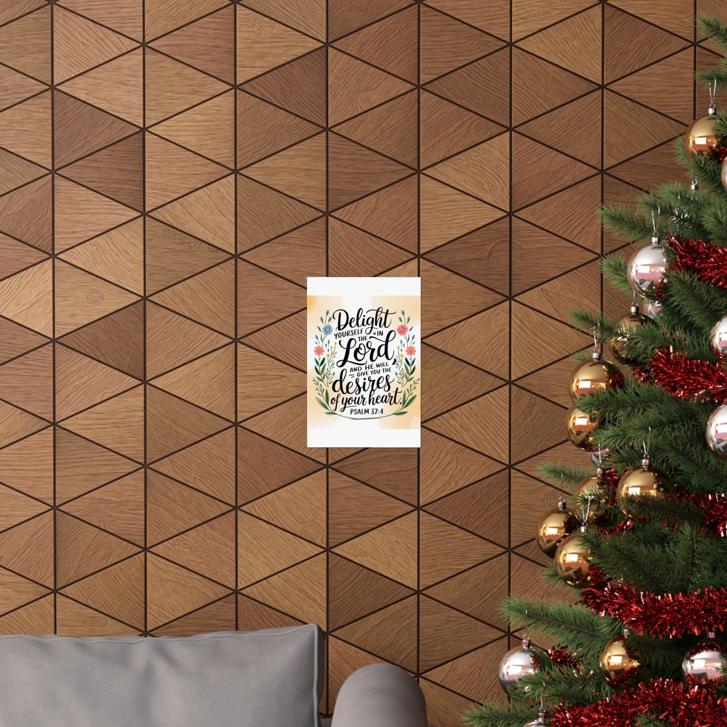 Inspiring Matte Vertical Poster - "Delight Yourself in the Lord" - Floral Design