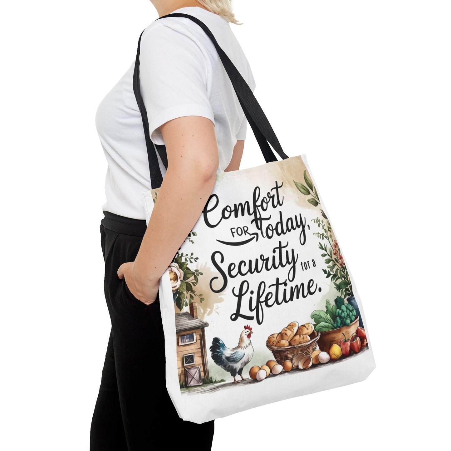 Comfort for Today Tote Bag - Security for a Lifetime - Farmhouse Style