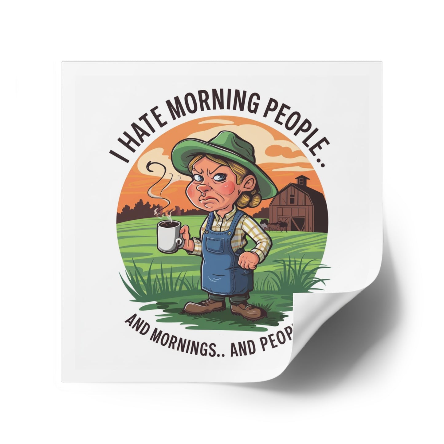 I Hate Mornings Square Stickers, Indoor\Outdoor