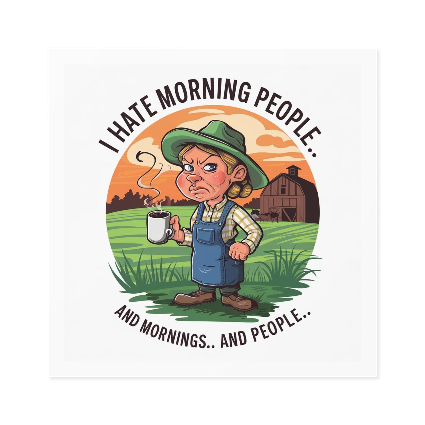 I Hate Mornings Square Stickers, Indoor\Outdoor