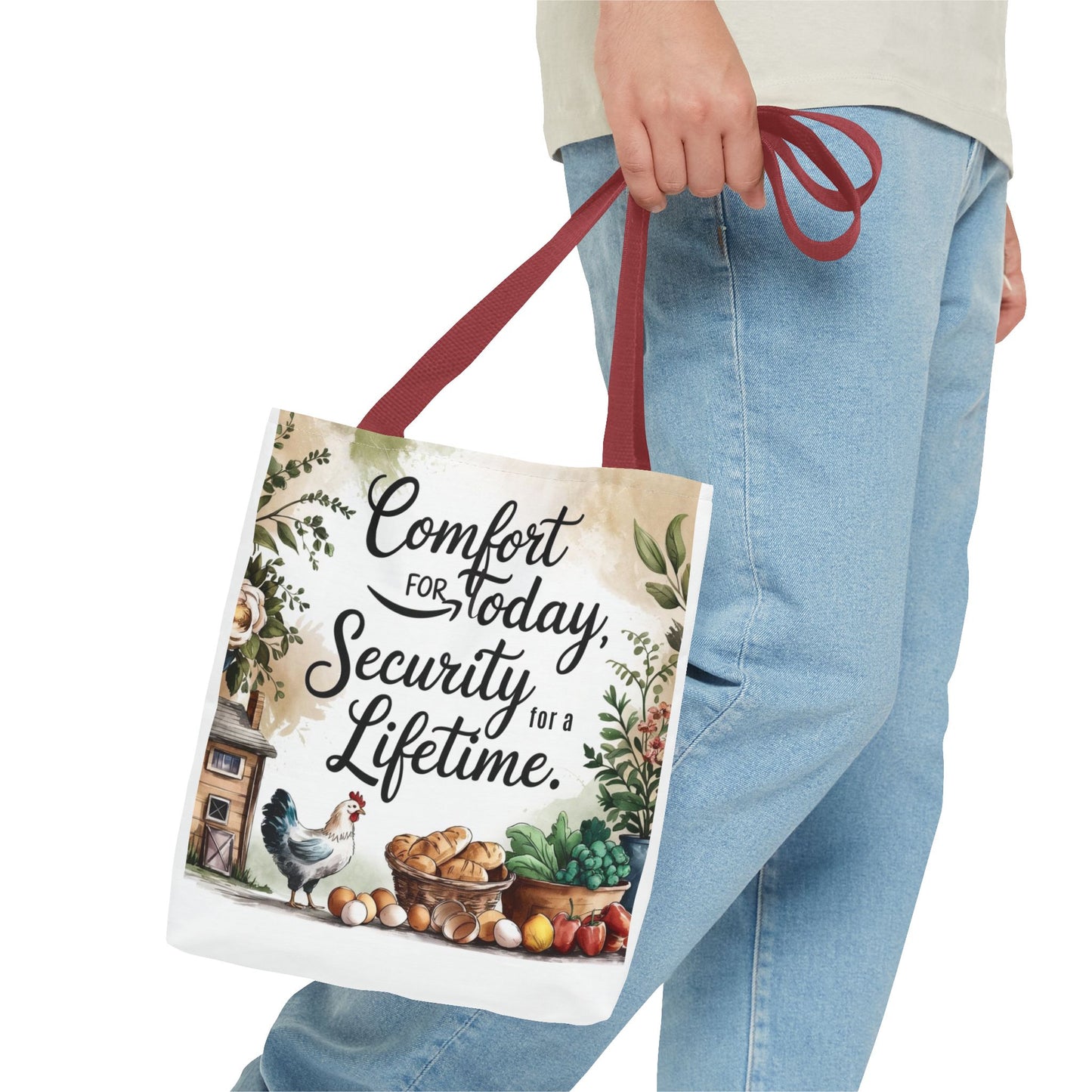 Comfort for Today Tote Bag - Security for a Lifetime - Farmhouse Style