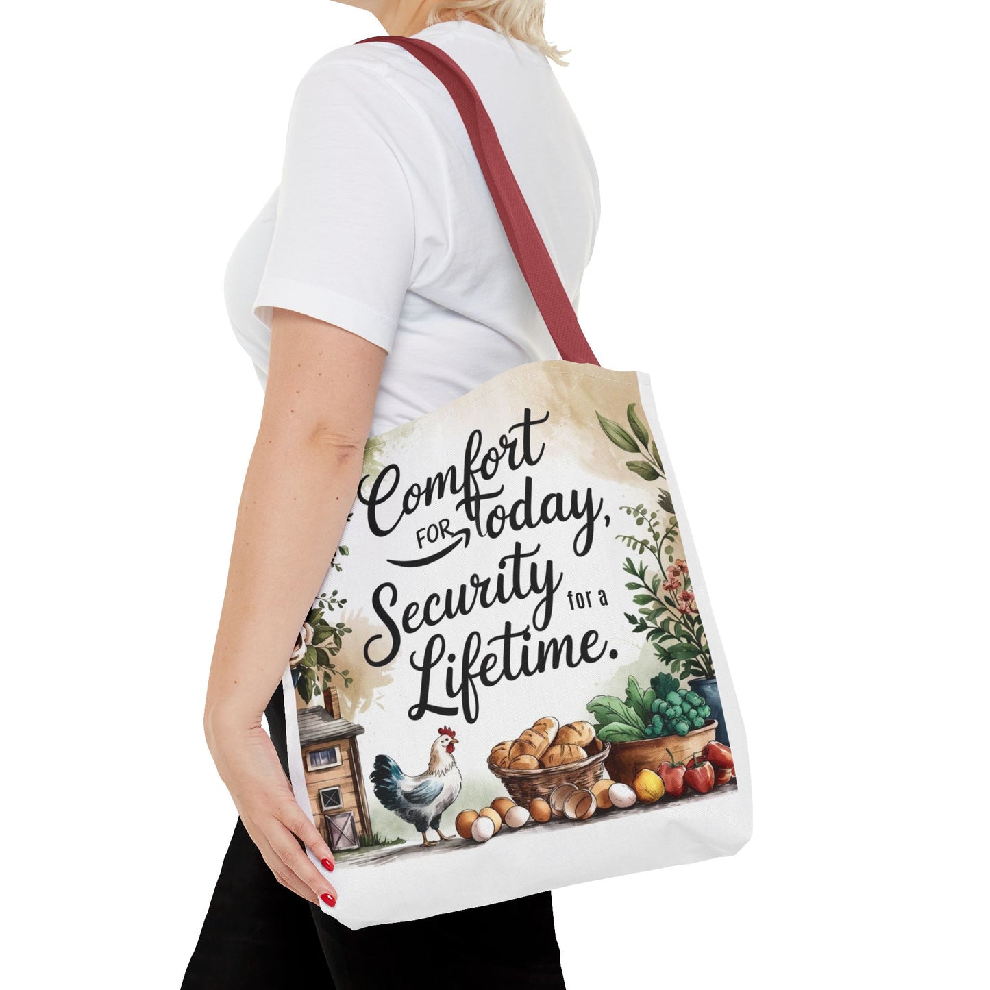 Comfort for Today Tote Bag - Security for a Lifetime - Farmhouse Style