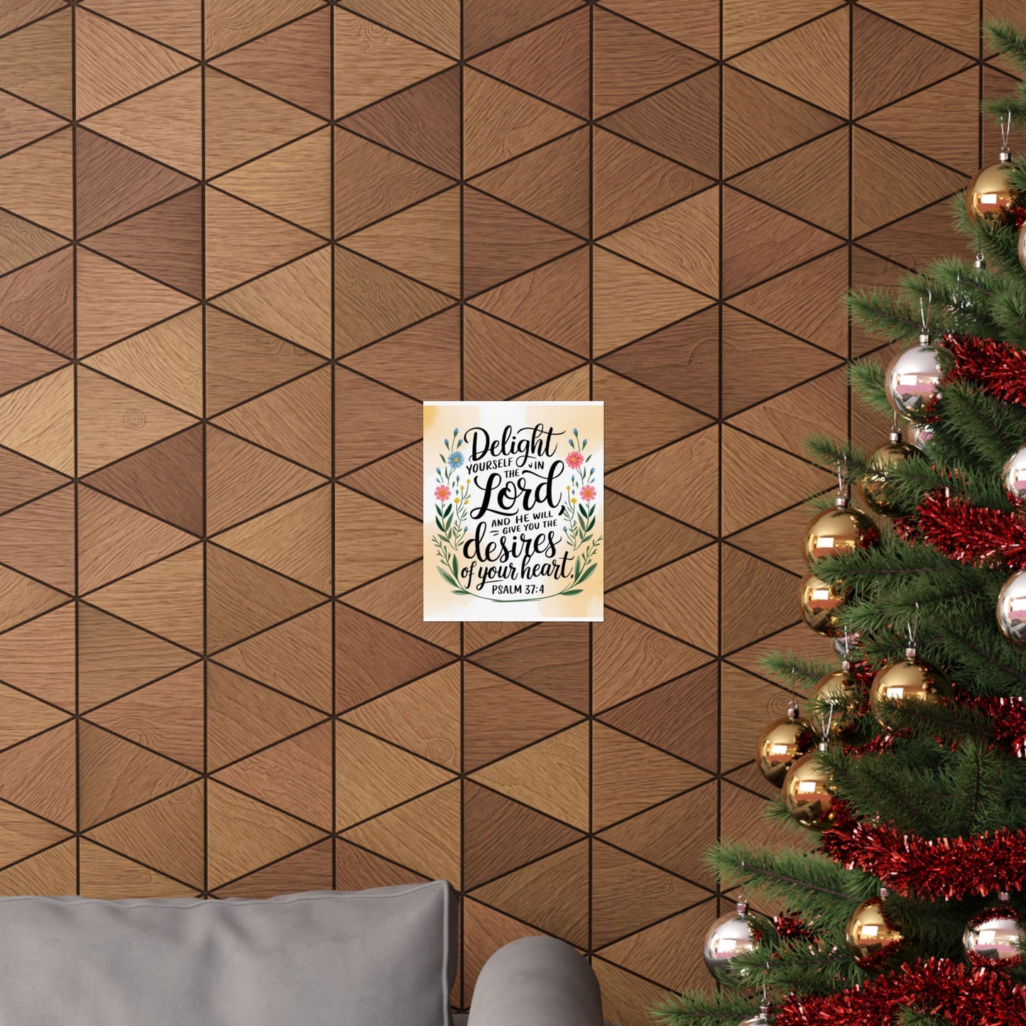 Inspiring Matte Vertical Poster - "Delight Yourself in the Lord" - Floral Design