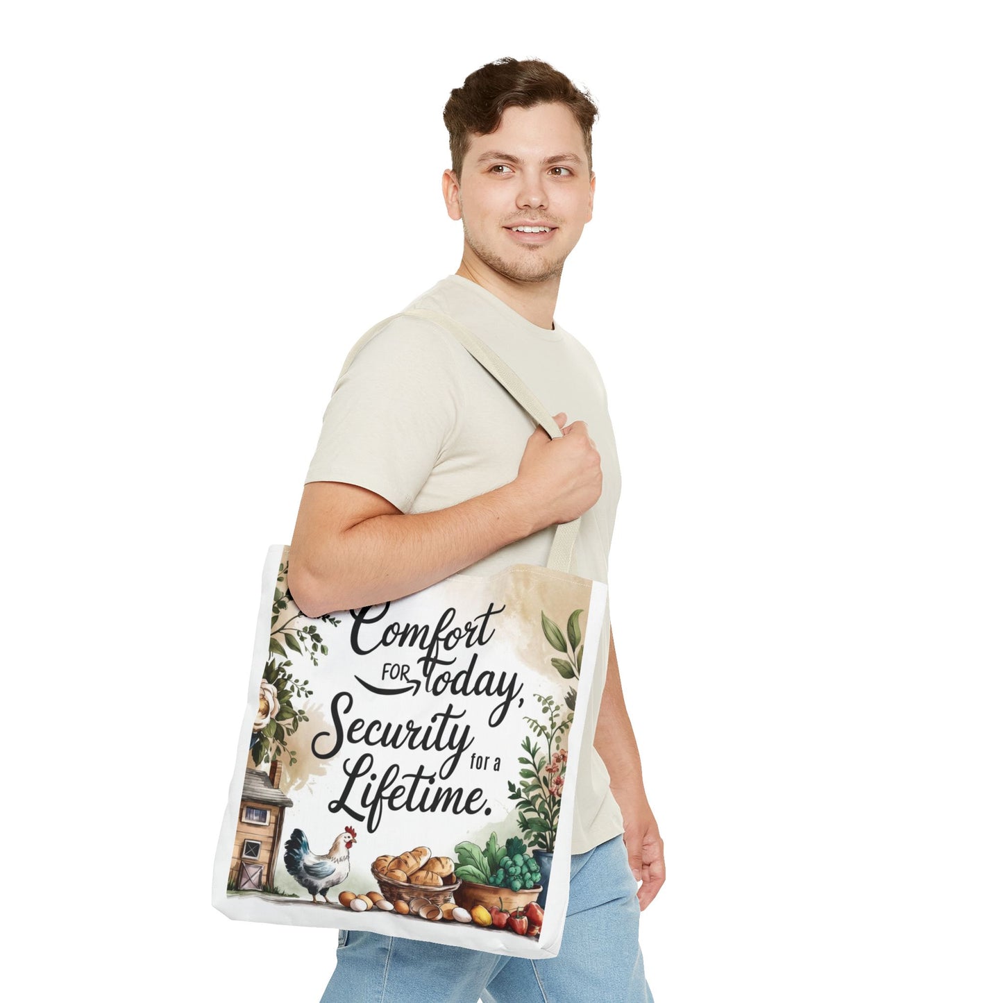 Comfort for Today Tote Bag - Security for a Lifetime - Farmhouse Style