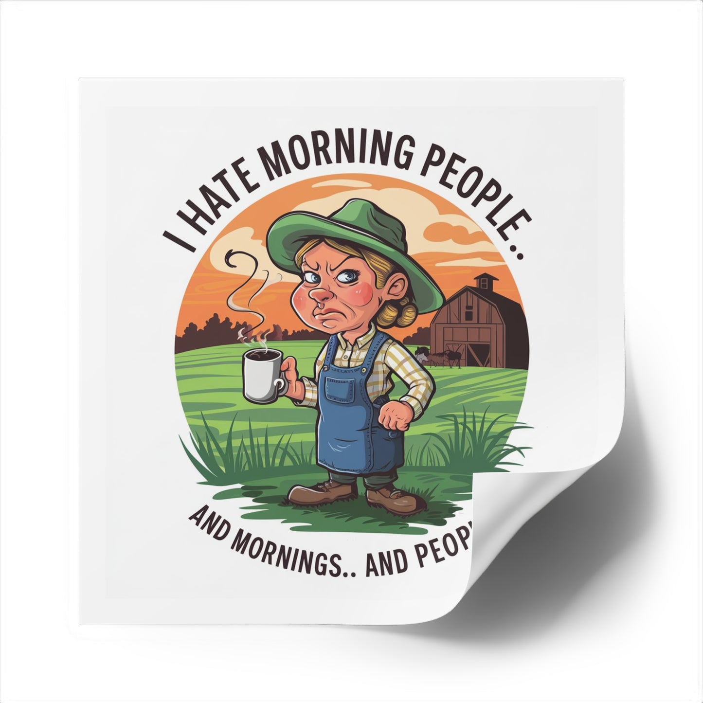 I Hate Mornings Square Stickers, Indoor\Outdoor