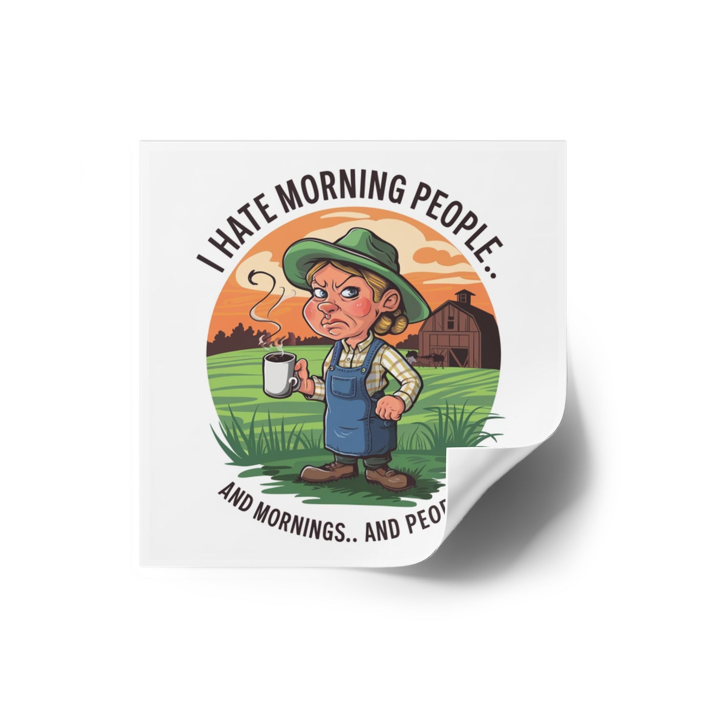 I Hate Mornings Square Stickers, Indoor\Outdoor