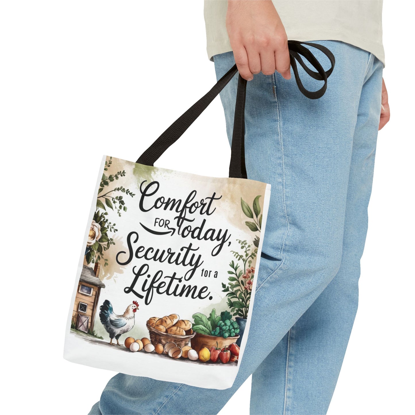 Comfort for Today Tote Bag - Security for a Lifetime - Farmhouse Style