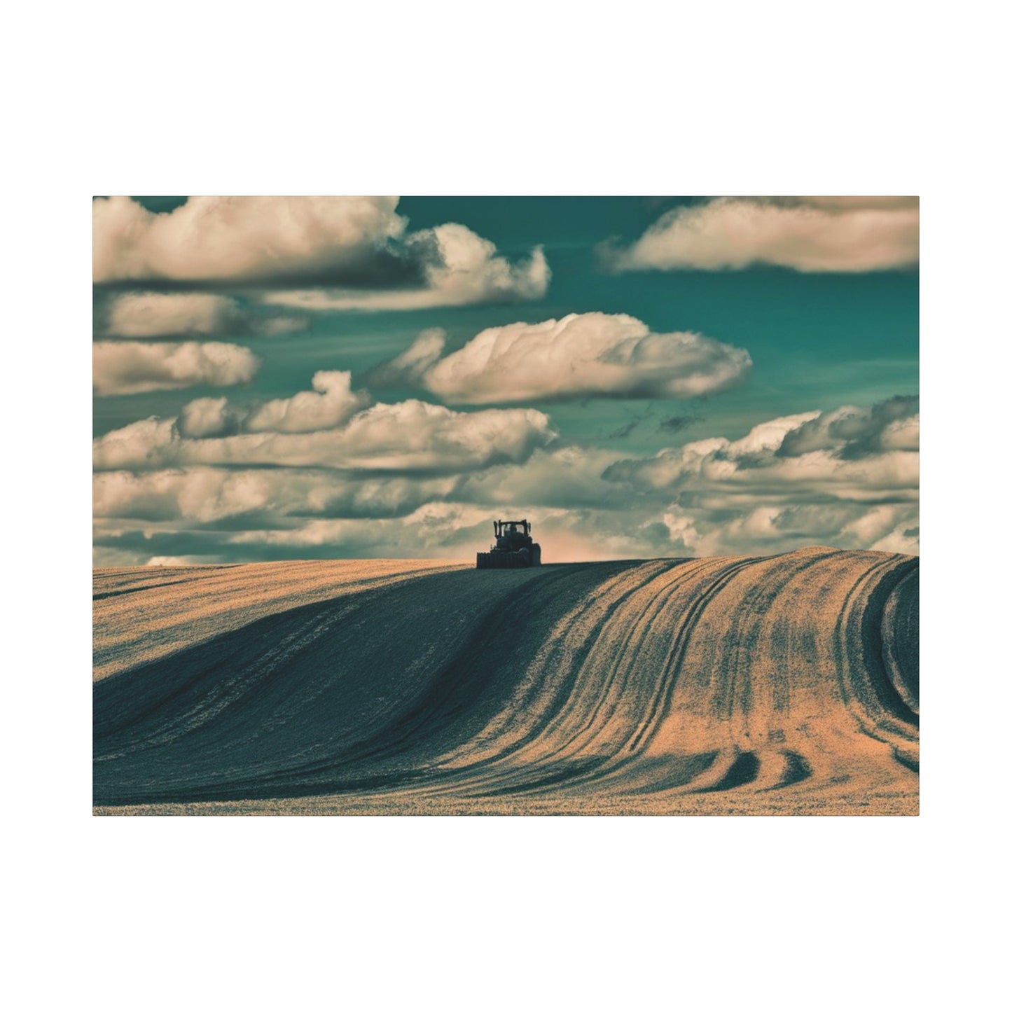 Tractor Landscape Wall Art Canvas - Rustic Farm Decor