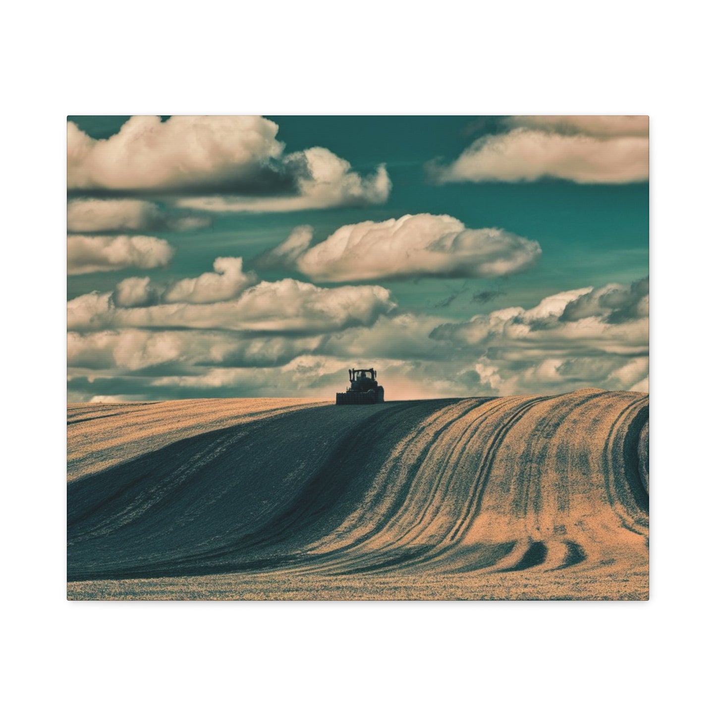 Tractor Landscape Wall Art Canvas - Rustic Farm Decor