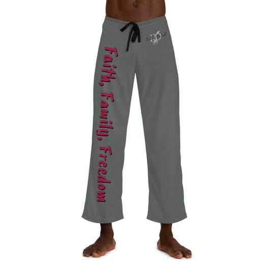 Men's Lounge Pants - Faith, Family, Freedom Grey Pajama Pants