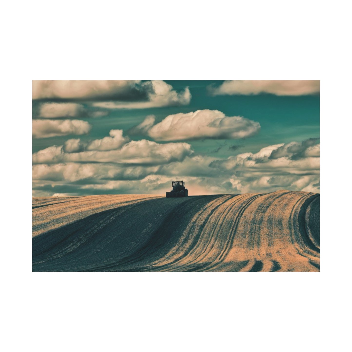 Tractor Landscape Wall Art Canvas - Rustic Farm Decor