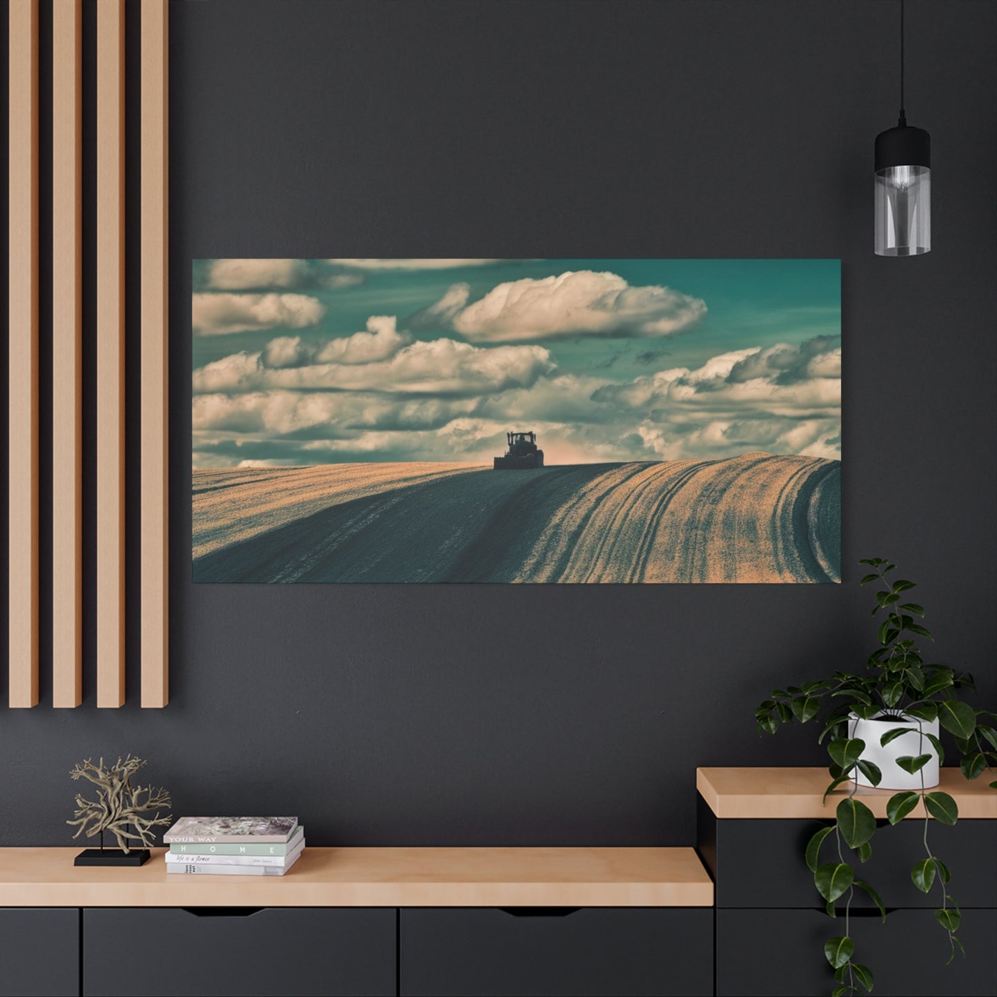Tractor Landscape Wall Art Canvas - Rustic Farm Decor