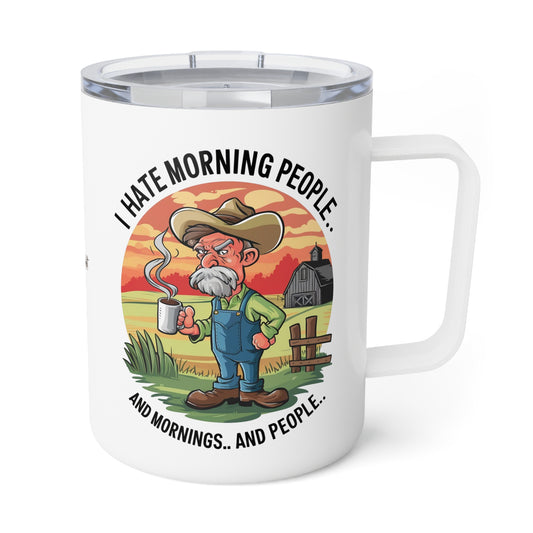 Funny Insulated Mug - Grumpy Farmer Design 2, 10oz
