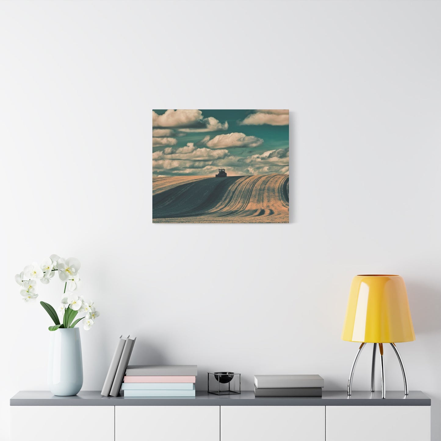 Tractor Landscape Wall Art Canvas - Rustic Farm Decor