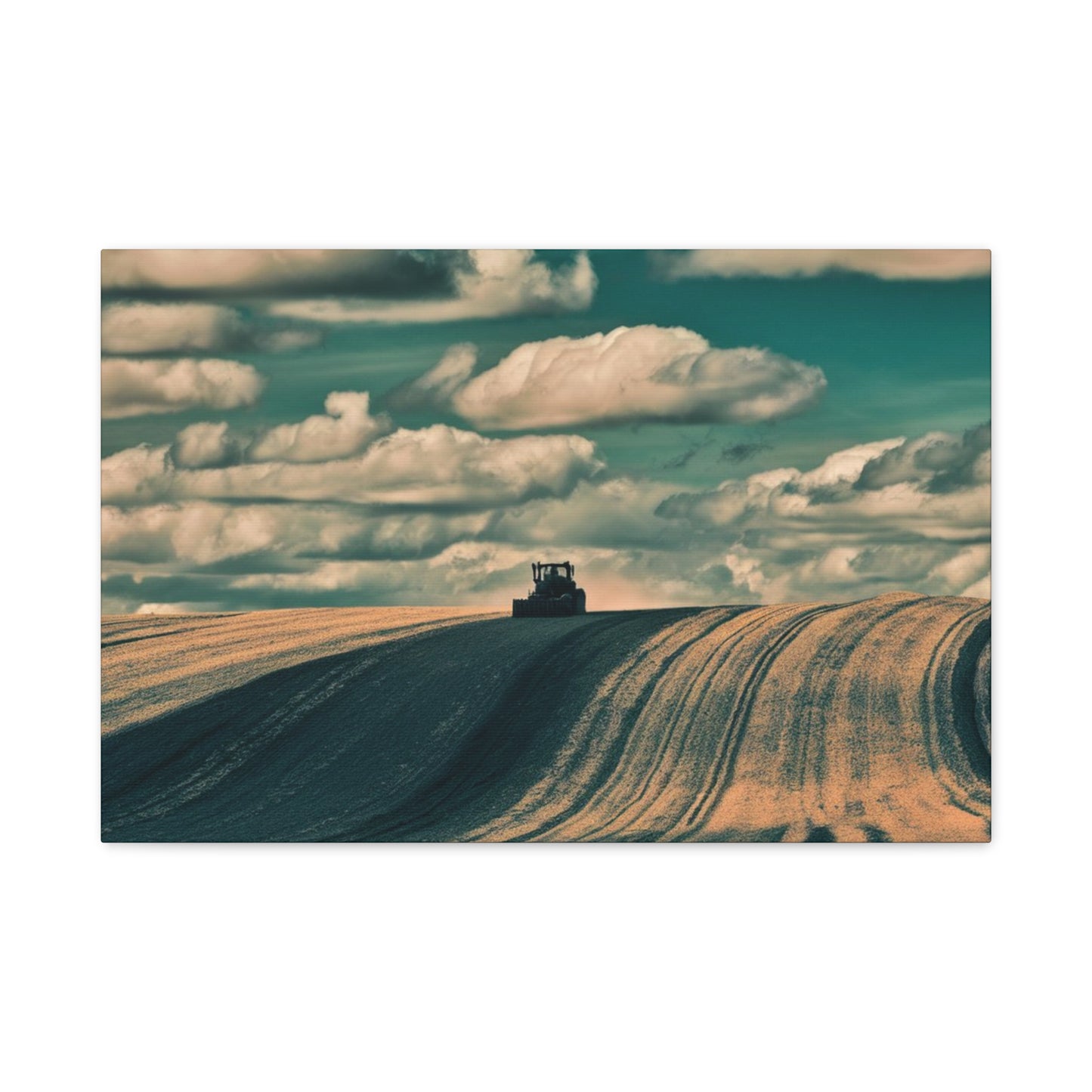 Tractor Landscape Wall Art Canvas - Rustic Farm Decor