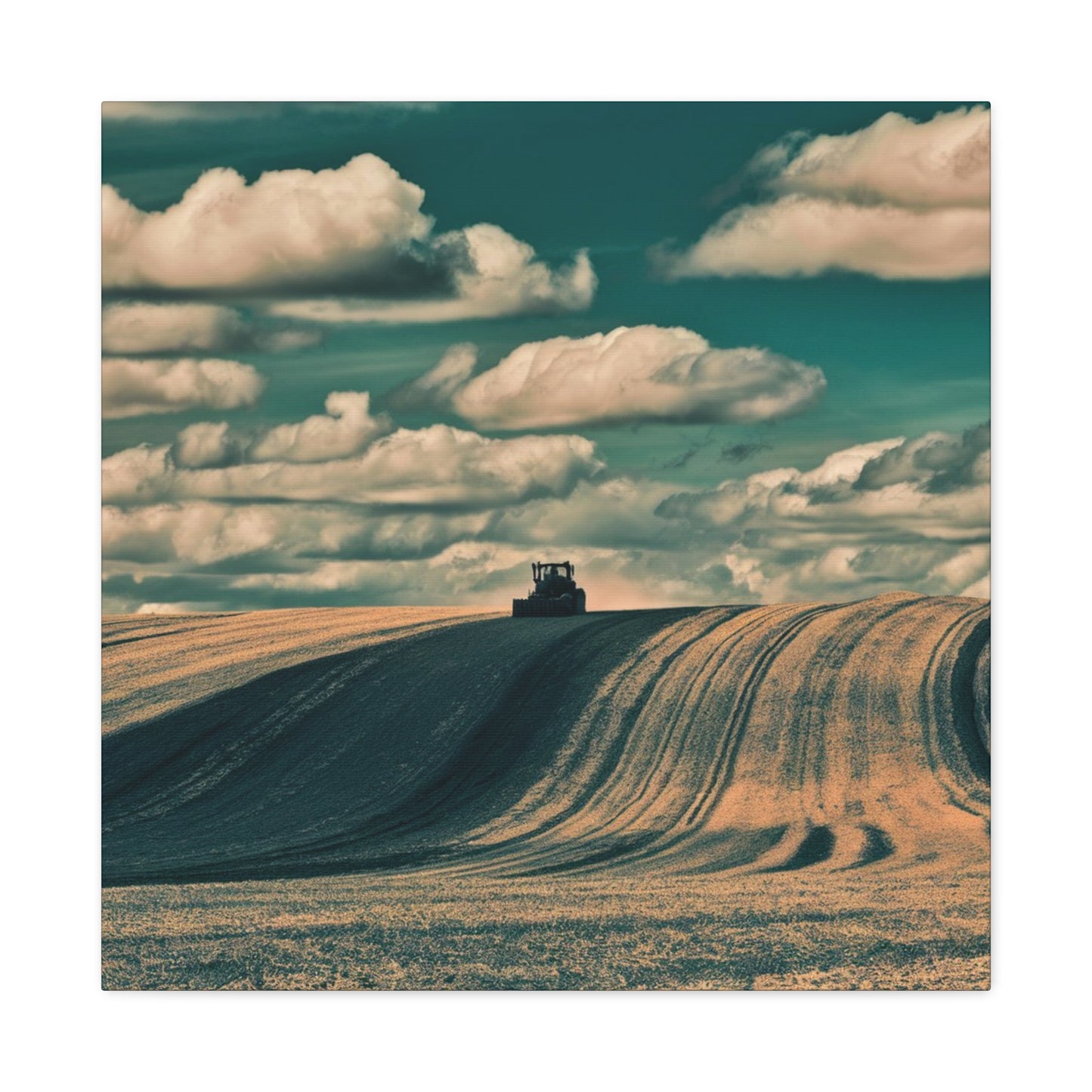 Tractor Landscape Wall Art Canvas - Rustic Farm Decor