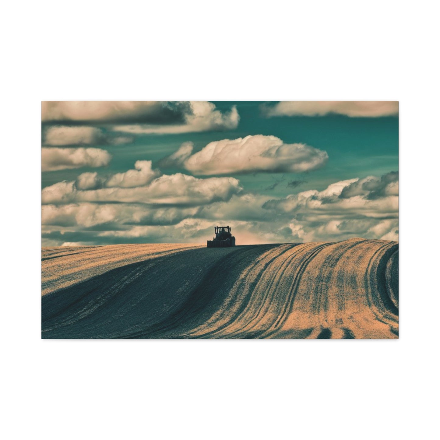 Tractor Landscape Wall Art Canvas - Rustic Farm Decor
