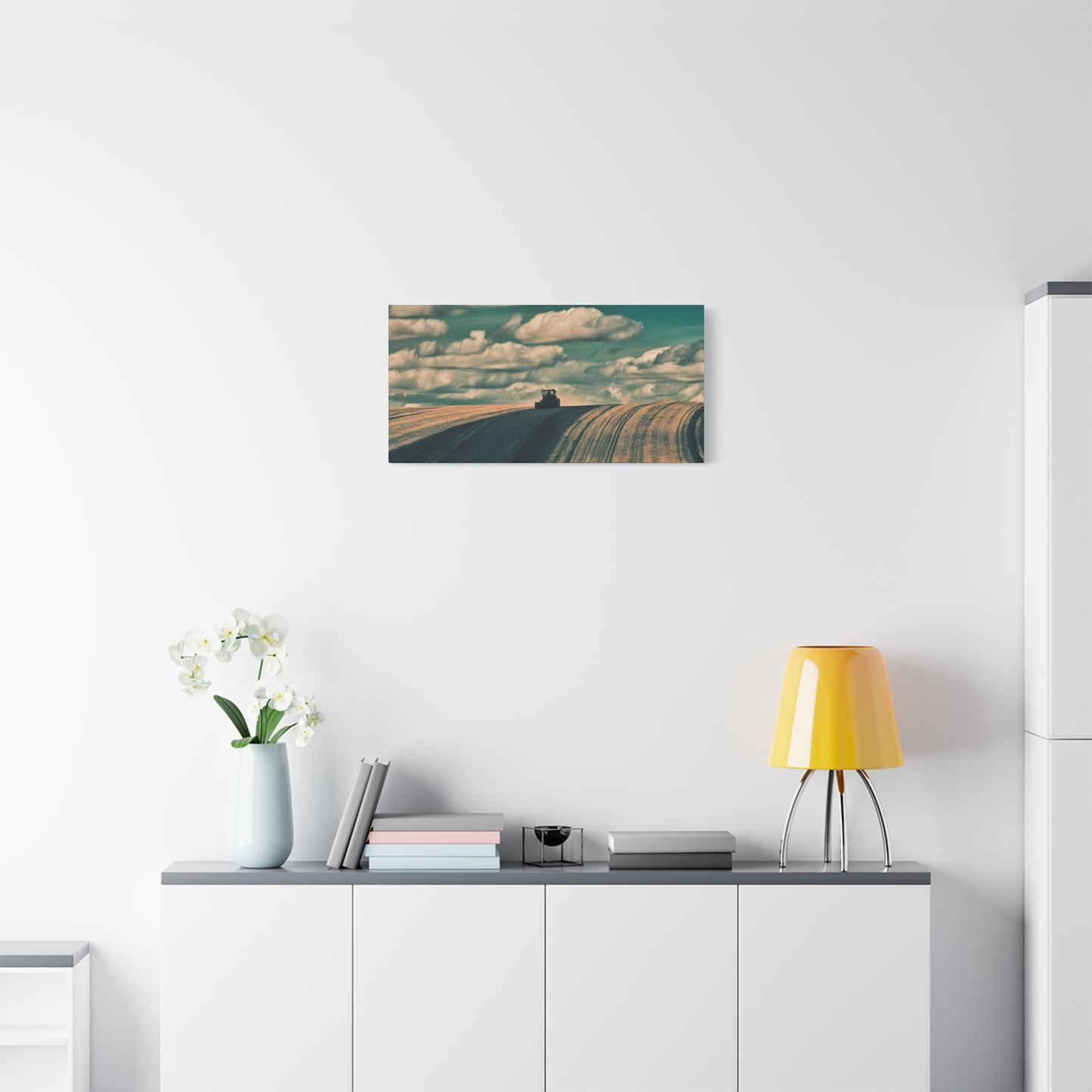 Tractor Landscape Wall Art Canvas - Rustic Farm Decor