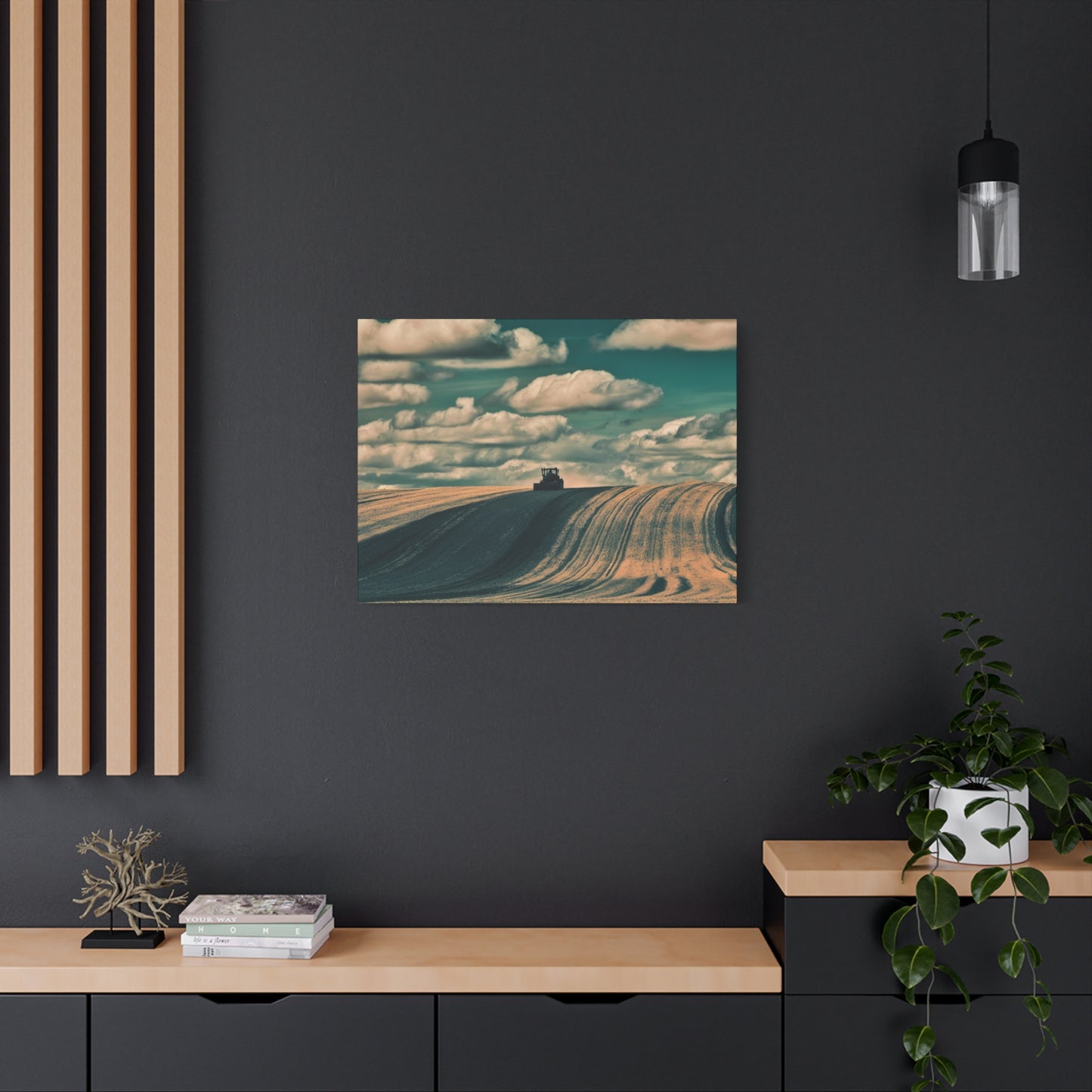 Tractor Landscape Wall Art Canvas - Rustic Farm Decor