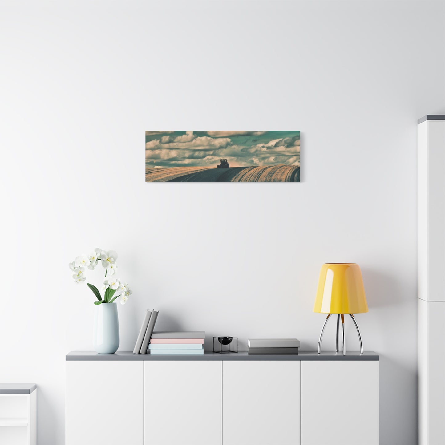 Tractor Landscape Wall Art Canvas - Rustic Farm Decor