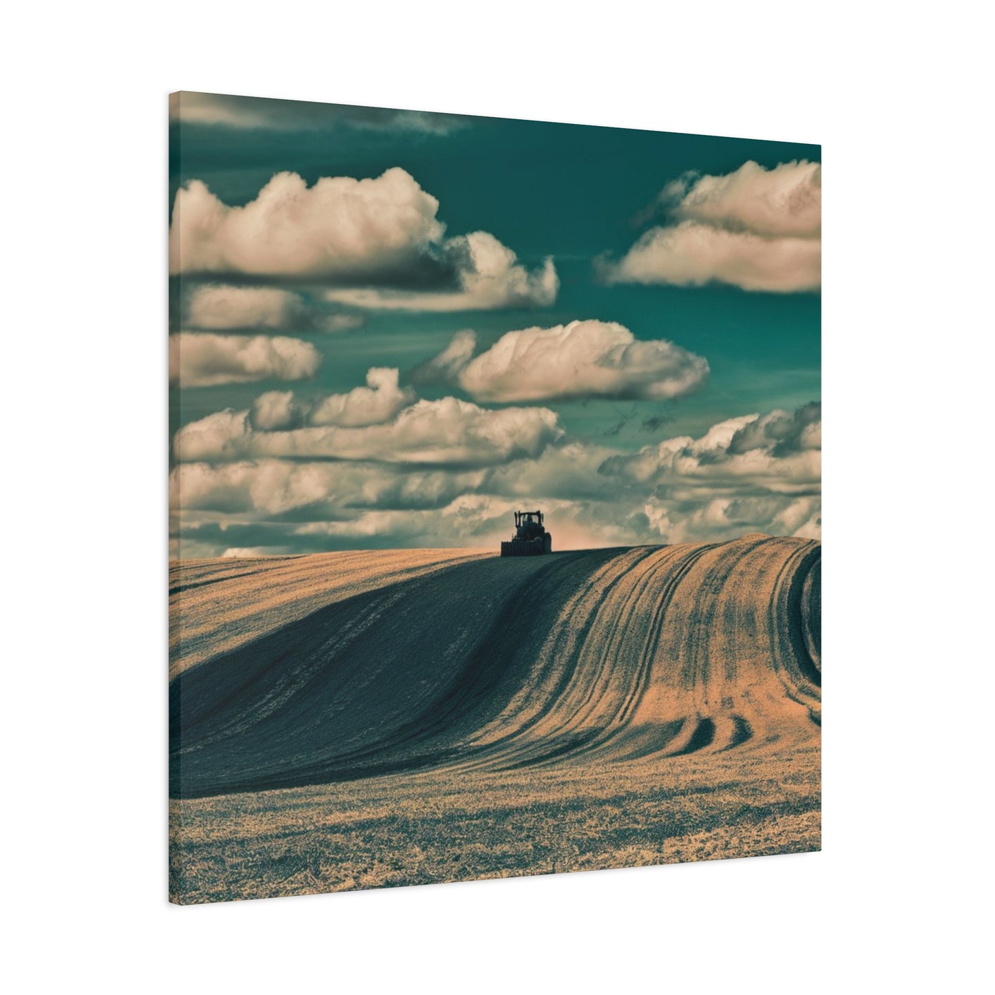 Tractor Landscape Wall Art Canvas - Rustic Farm Decor