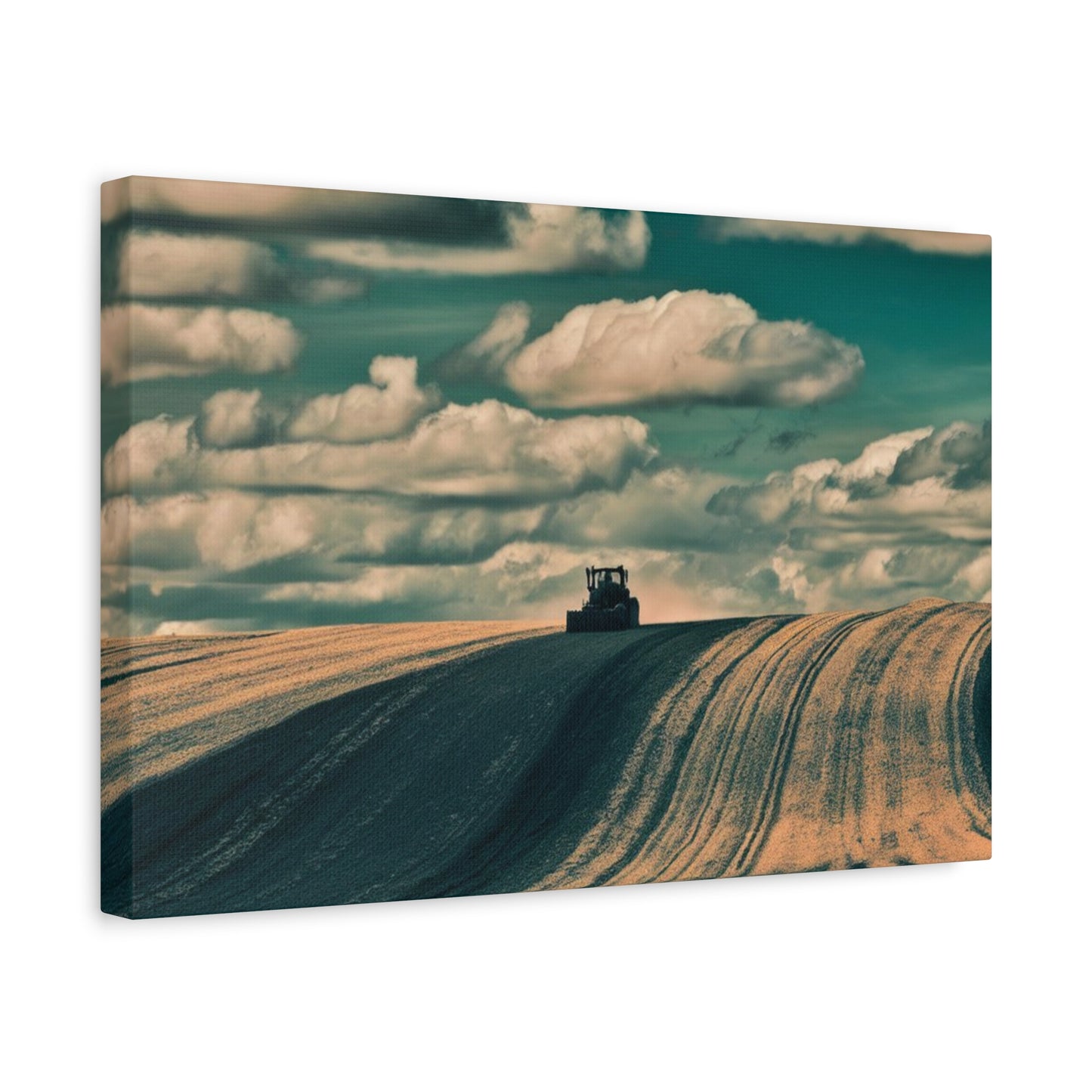 Tractor Landscape Wall Art Canvas - Rustic Farm Decor
