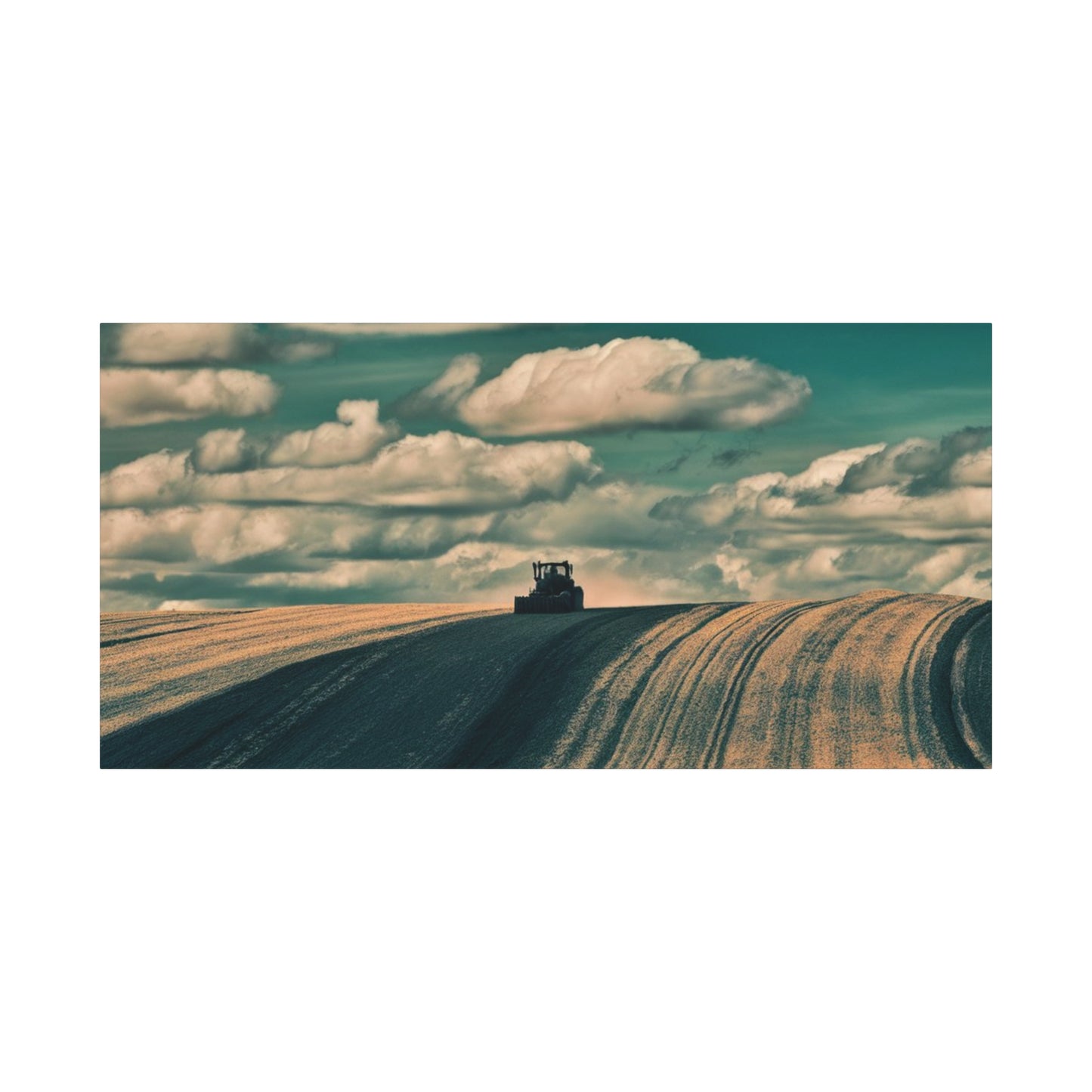 Tractor Landscape Wall Art Canvas - Rustic Farm Decor