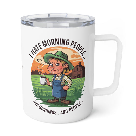 Funny Insulated Mug - Grumpy Farmer Design, 10oz