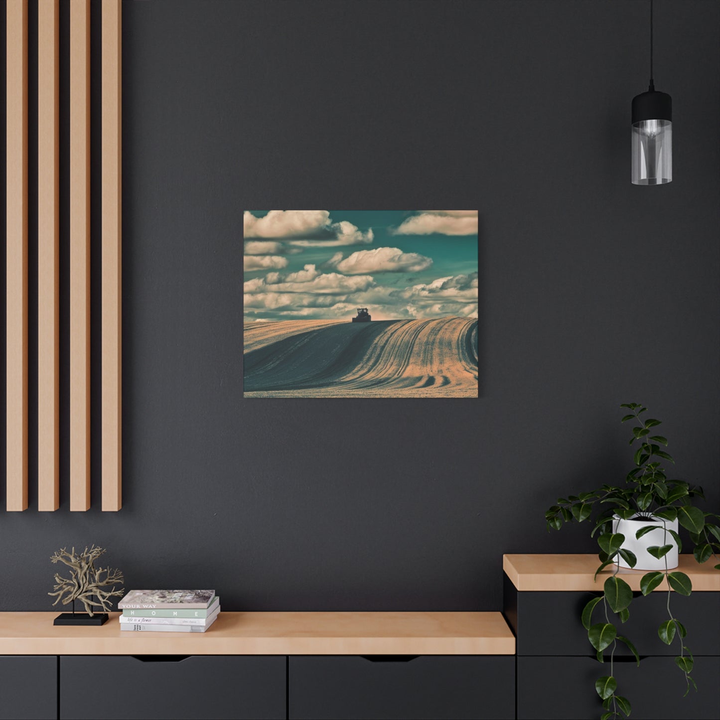 Tractor Landscape Wall Art Canvas - Rustic Farm Decor