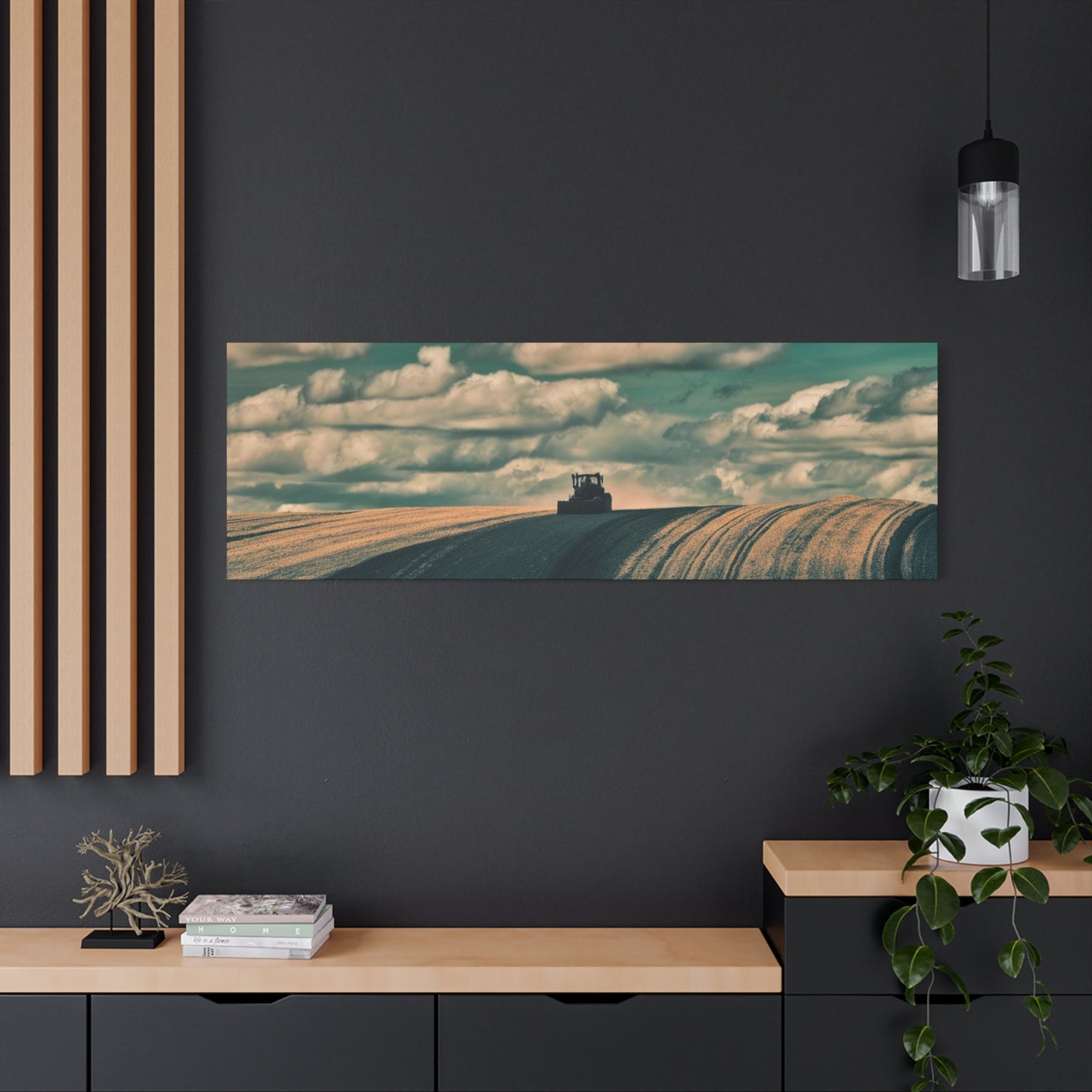 Tractor Landscape Wall Art Canvas - Rustic Farm Decor