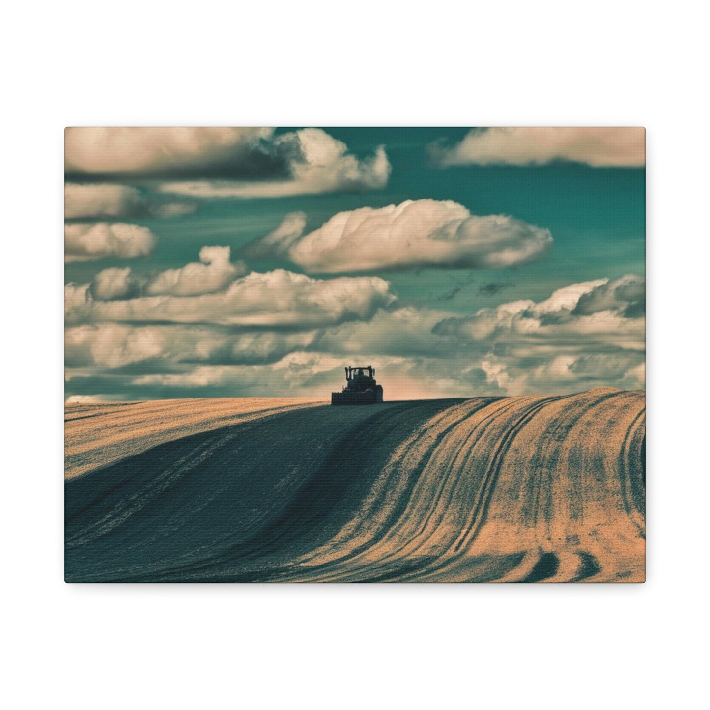 Tractor Landscape Wall Art Canvas - Rustic Farm Decor