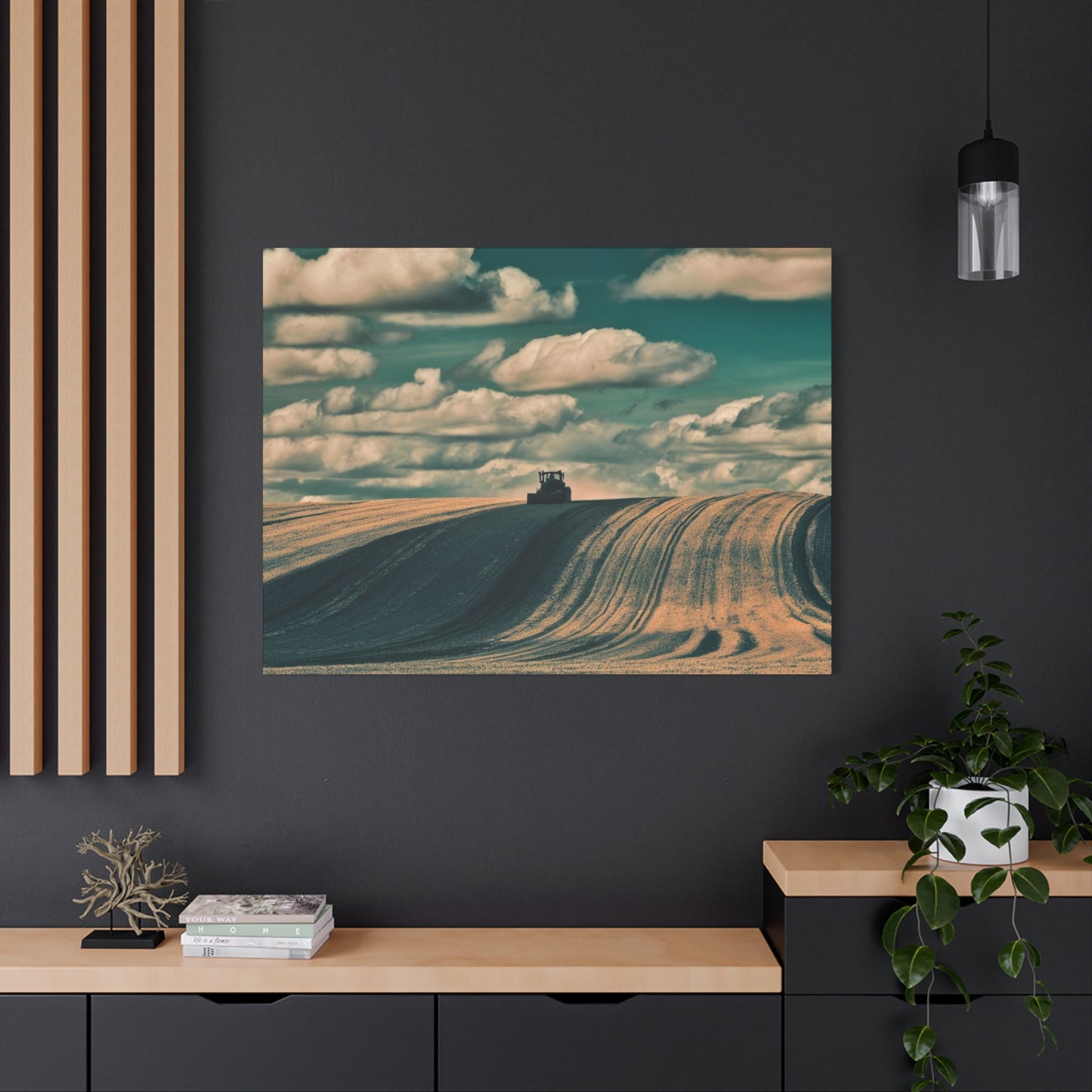 Tractor Landscape Wall Art Canvas - Rustic Farm Decor