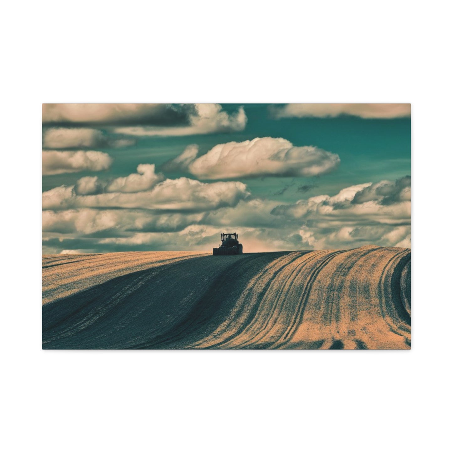 Tractor Landscape Wall Art Canvas - Rustic Farm Decor