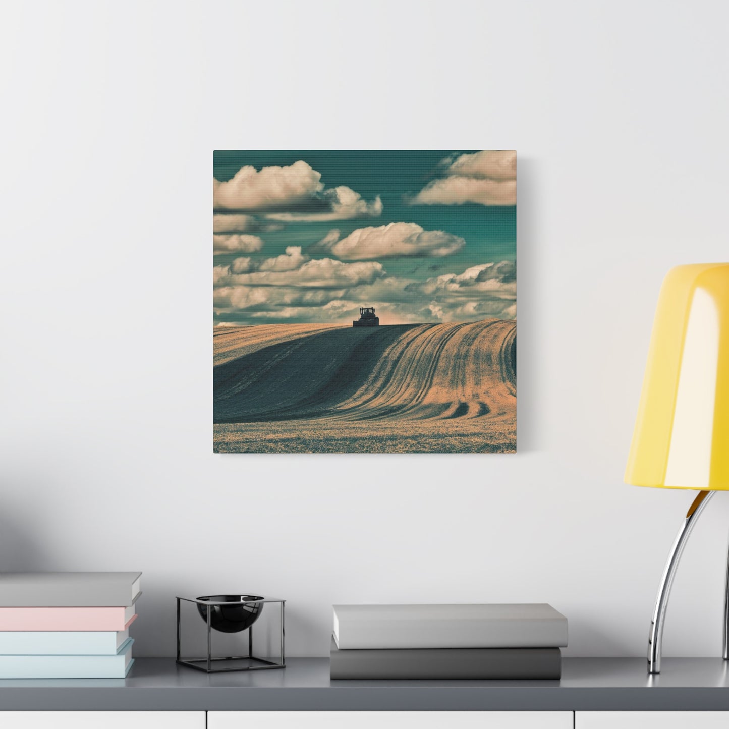 Tractor Landscape Wall Art Canvas - Rustic Farm Decor