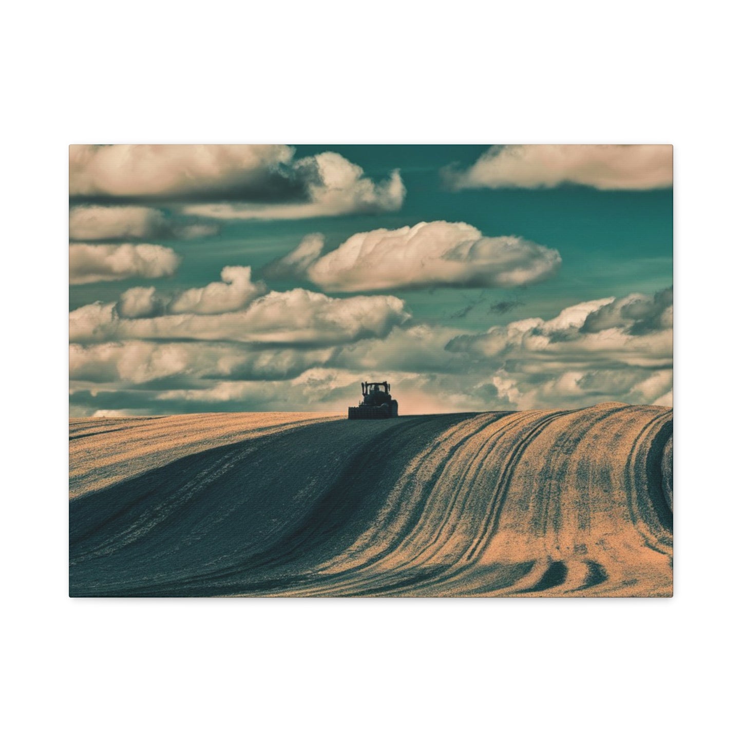 Tractor Landscape Wall Art Canvas - Rustic Farm Decor