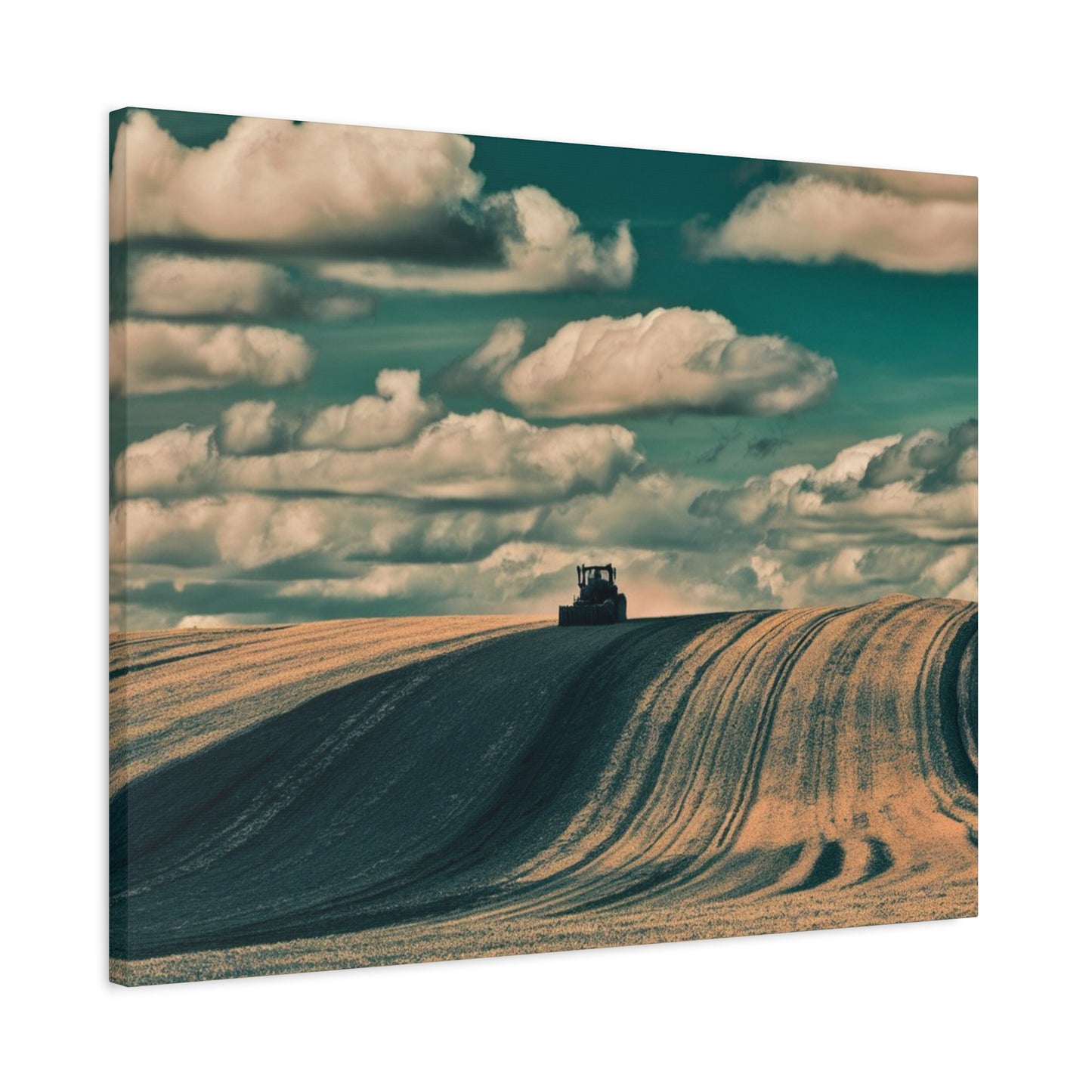 Tractor Landscape Wall Art Canvas - Rustic Farm Decor