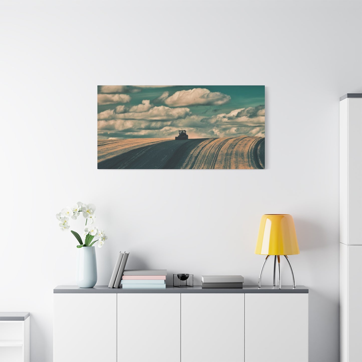 Tractor Landscape Wall Art Canvas - Rustic Farm Decor