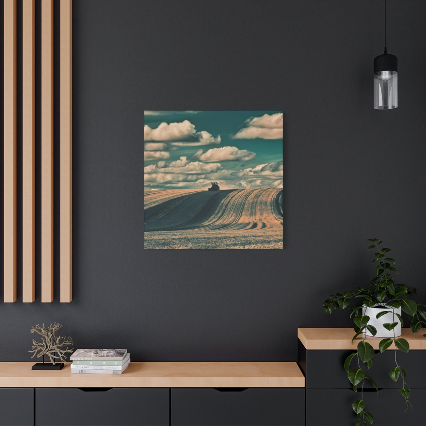 Tractor Landscape Wall Art Canvas - Rustic Farm Decor