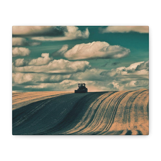 Tractor Landscape Wall Art Canvas - Rustic Farm Decor