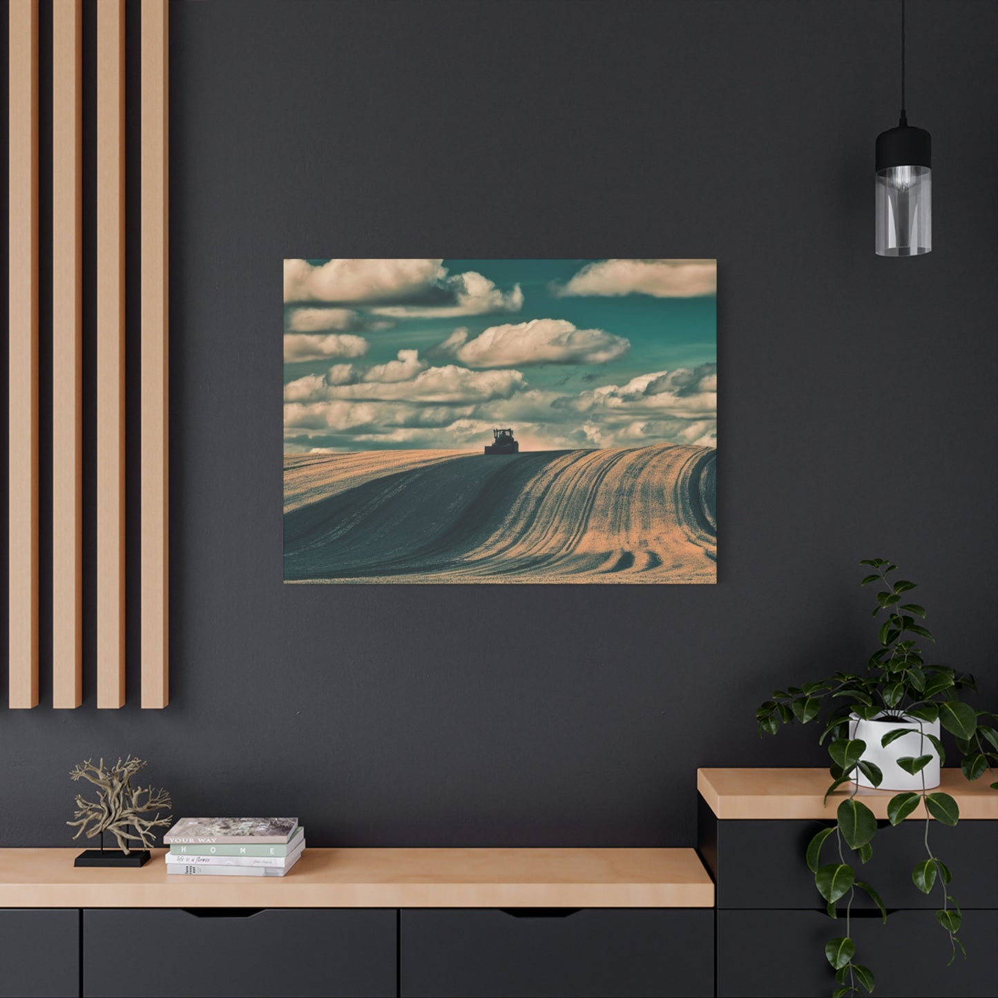 Tractor Landscape Wall Art Canvas - Rustic Farm Decor