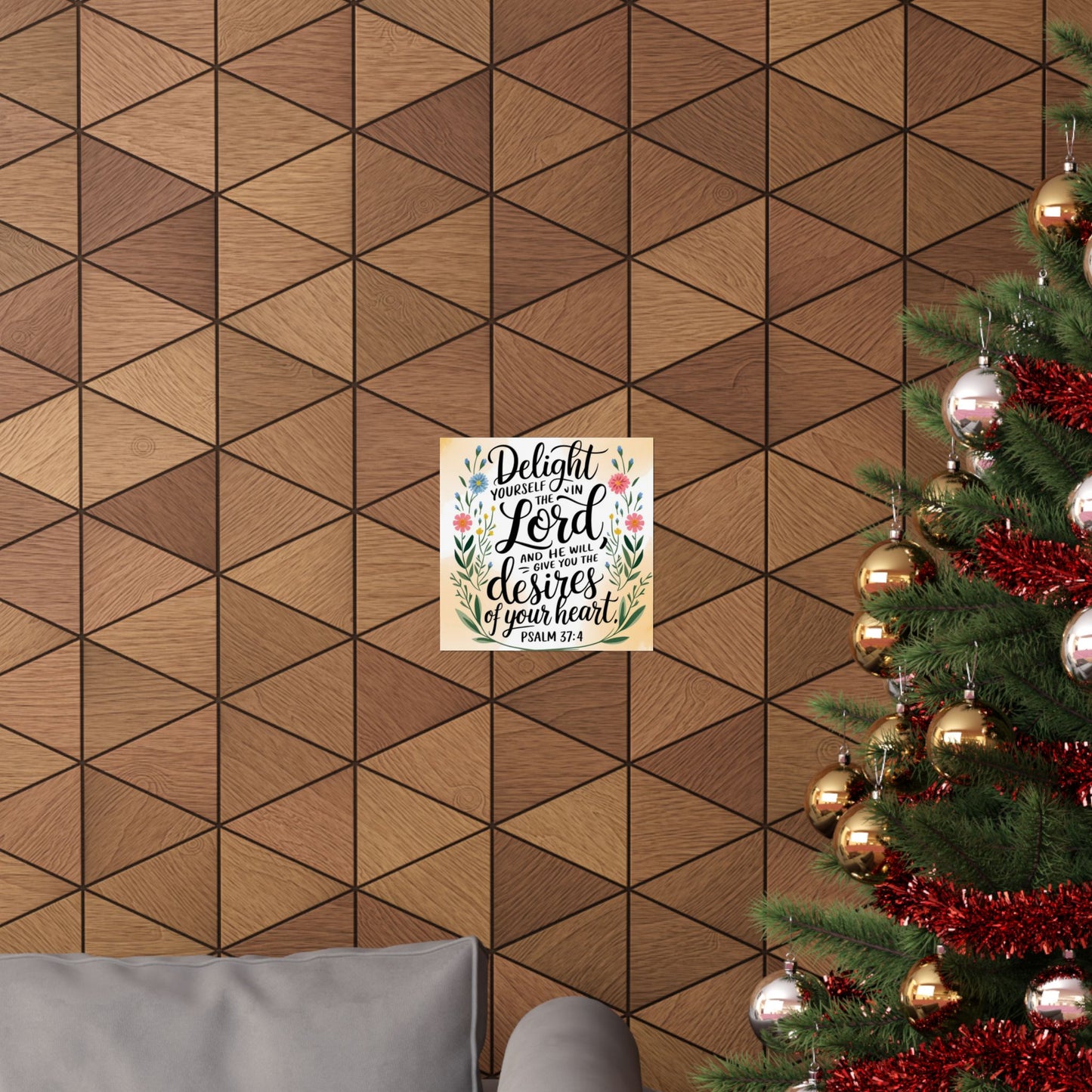 Inspiring Matte Vertical Poster - "Delight Yourself in the Lord" - Floral Design