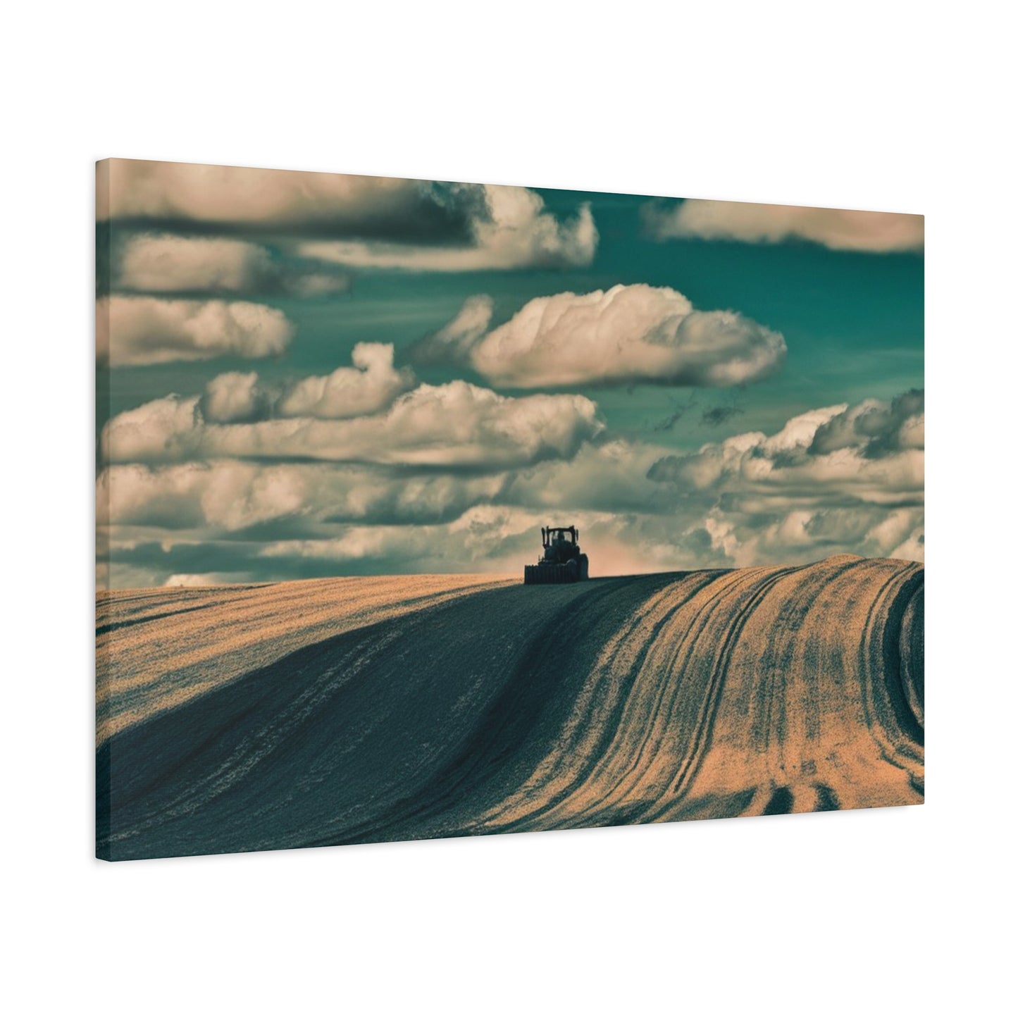 Tractor Landscape Wall Art Canvas - Rustic Farm Decor