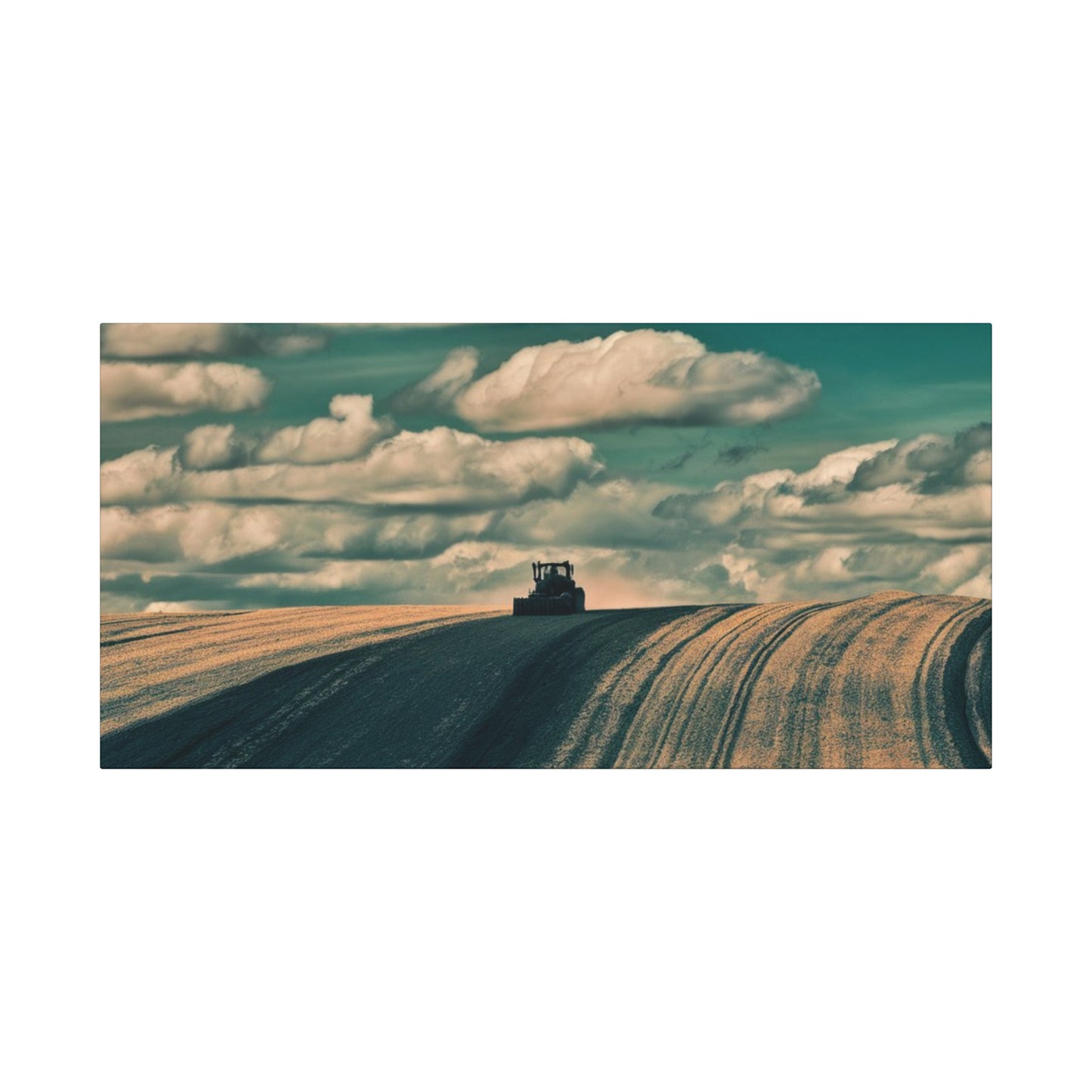 Tractor Landscape Wall Art Canvas - Rustic Farm Decor