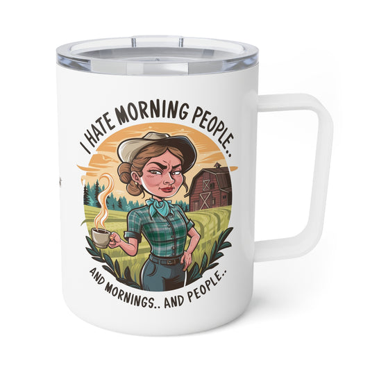 Funny Insulated Mug - Grumpy Farmer Design 3, 10oz
